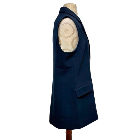 Joie Navy Blue Tailored Vest Sleeveless Blazer Longline Notched Lapel Size 8 NWT - Picture 4 of 13
